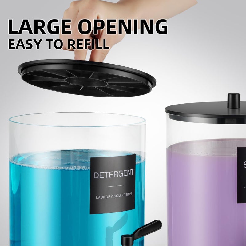 TIPGO Glass Laundry Detergent Dispenser, 128 oz / 3.5L Fabric Softener Dispenser for Laundry Room Organization, Detergent Holder with 304 Spigot, Glass Soap Container (Black) - Image 4